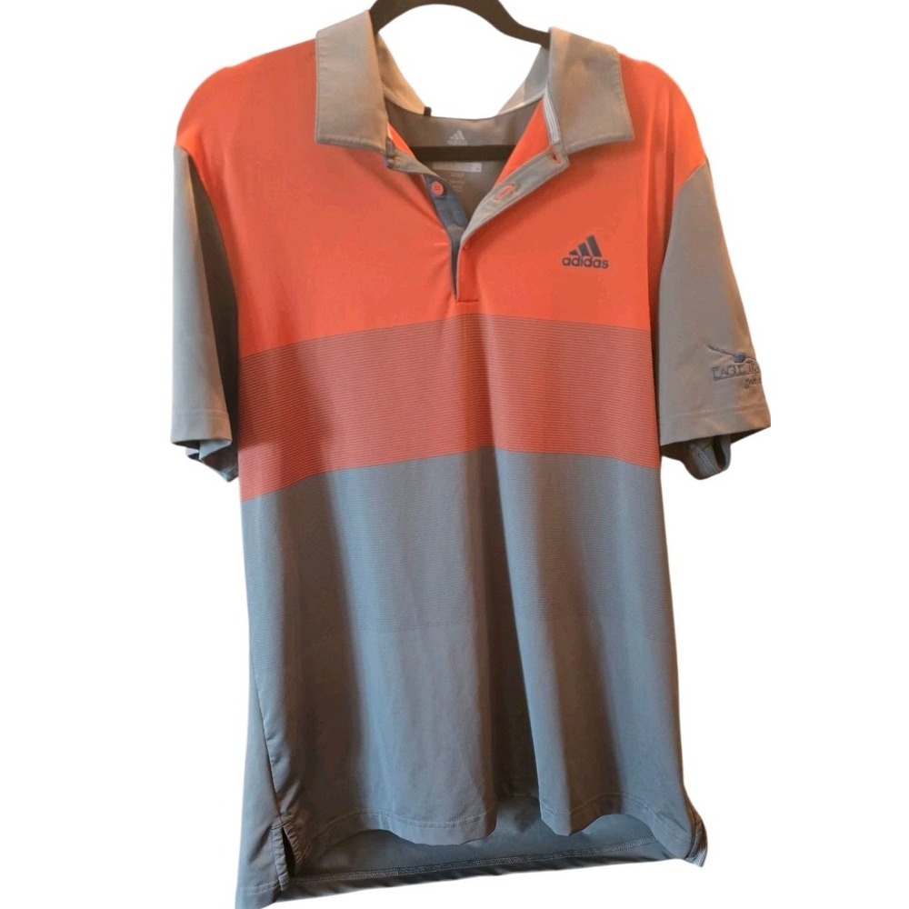 Adidas Shirt Eagle‎ Trace Golf Club Mens Gray Orange Collared Shirt  #457